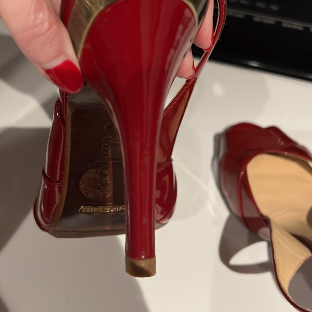 Cole Haan Nike Air Red Patent Slingback Heels - Picture 6 of 6